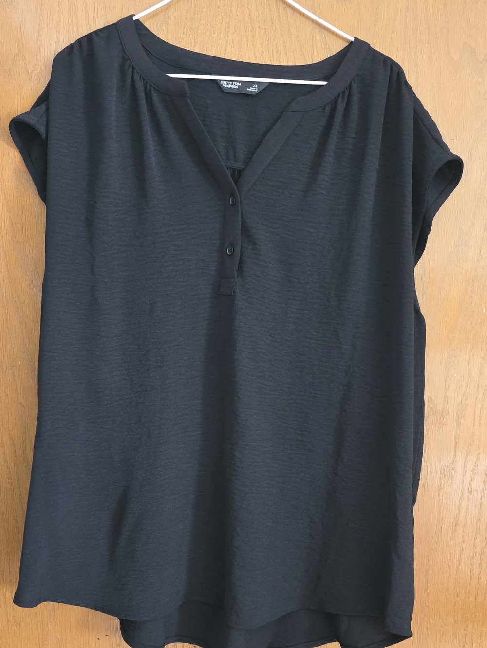 Simply Vera Vera Wang Black Short-Sleeve Button Henley Top
